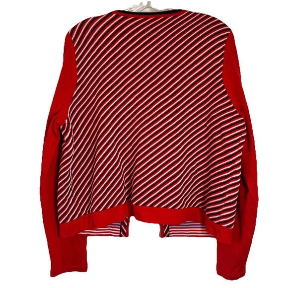 Cabi Reversible Deadline Red, White, Blue Cardigan M/L Size Tag - Picture 3 of 9